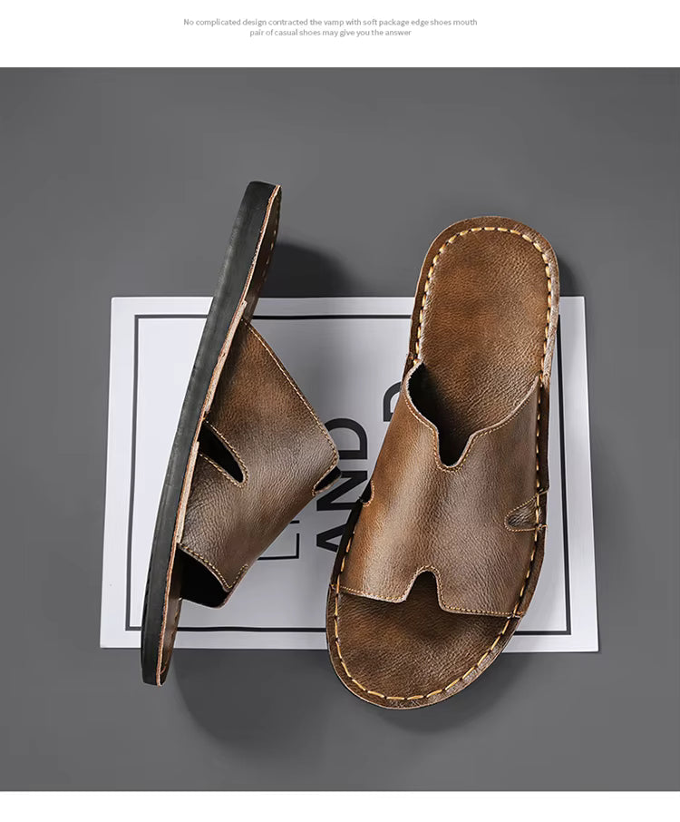 sandales cuir marron homme