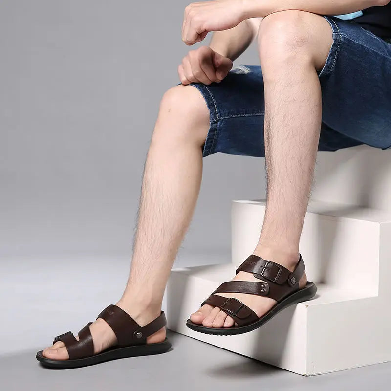 Sandales cuir homme porté 