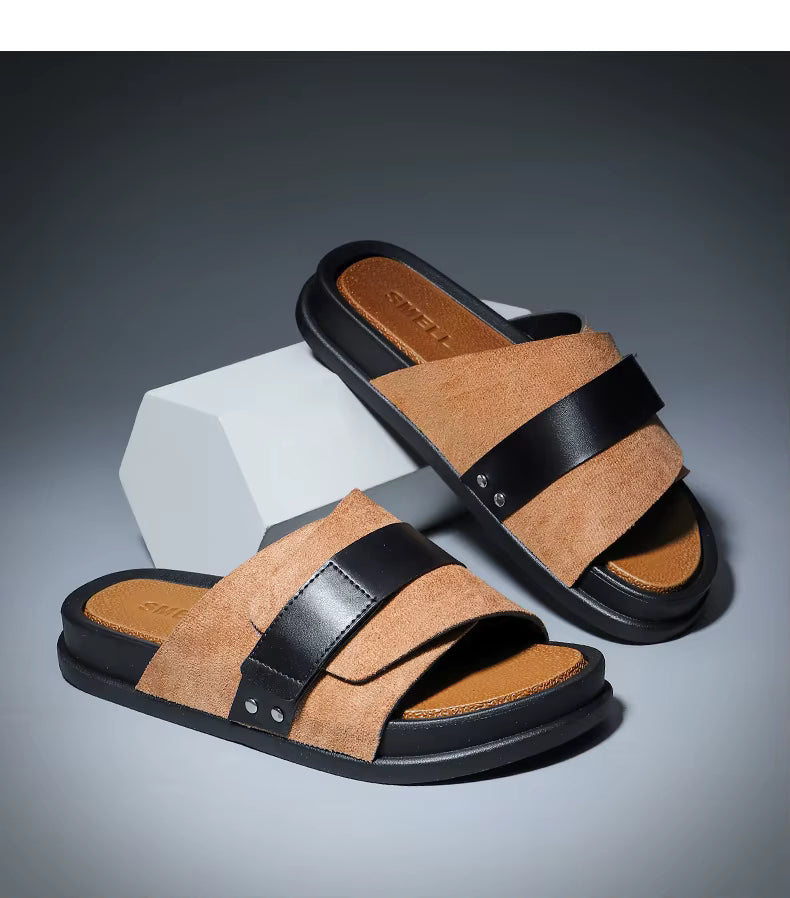 sandales en daim marron confortable