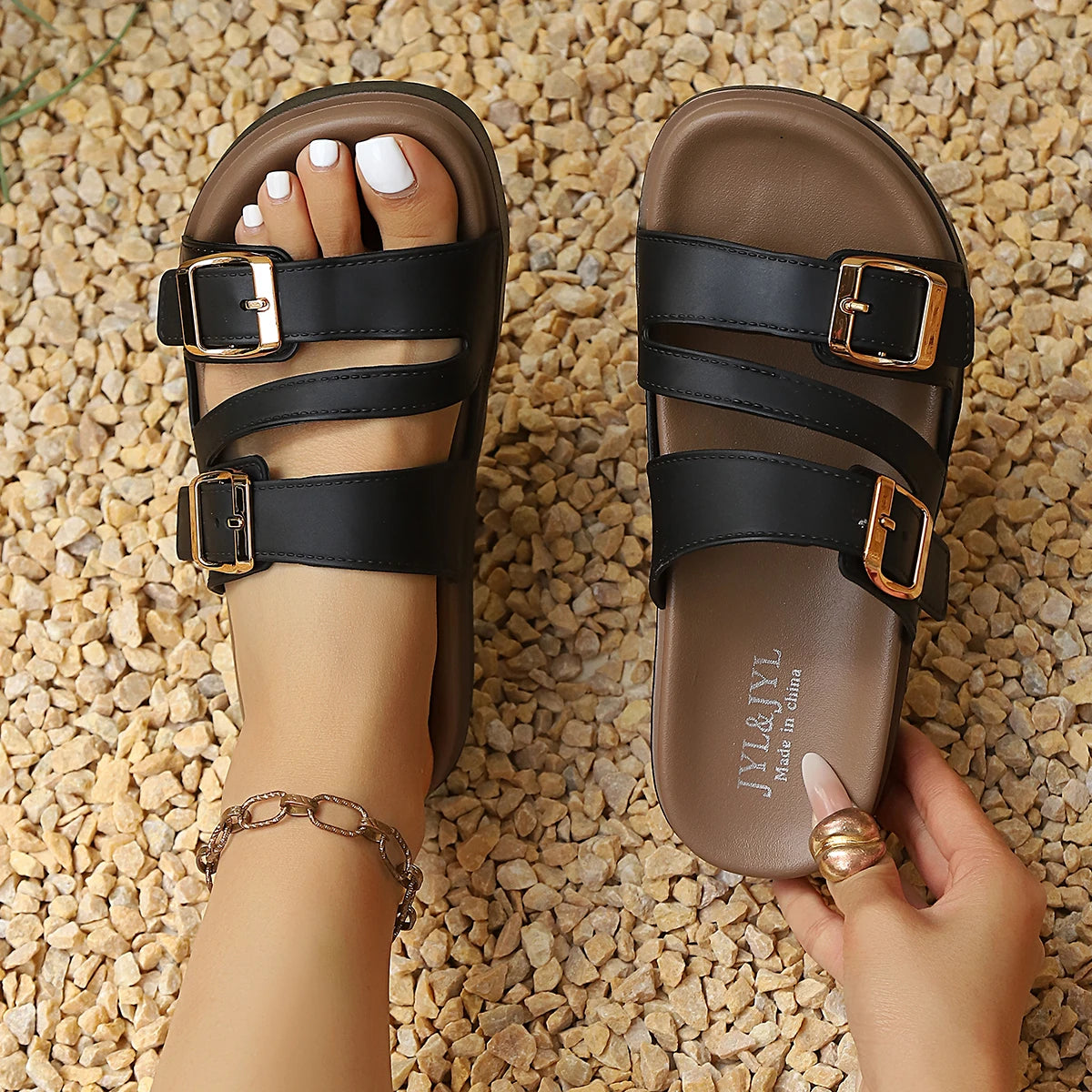 sandales d'été noire pour femme