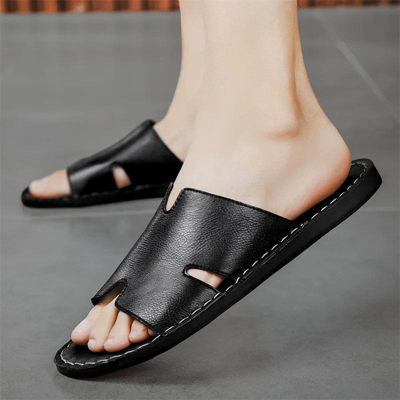 sandales noir cuir