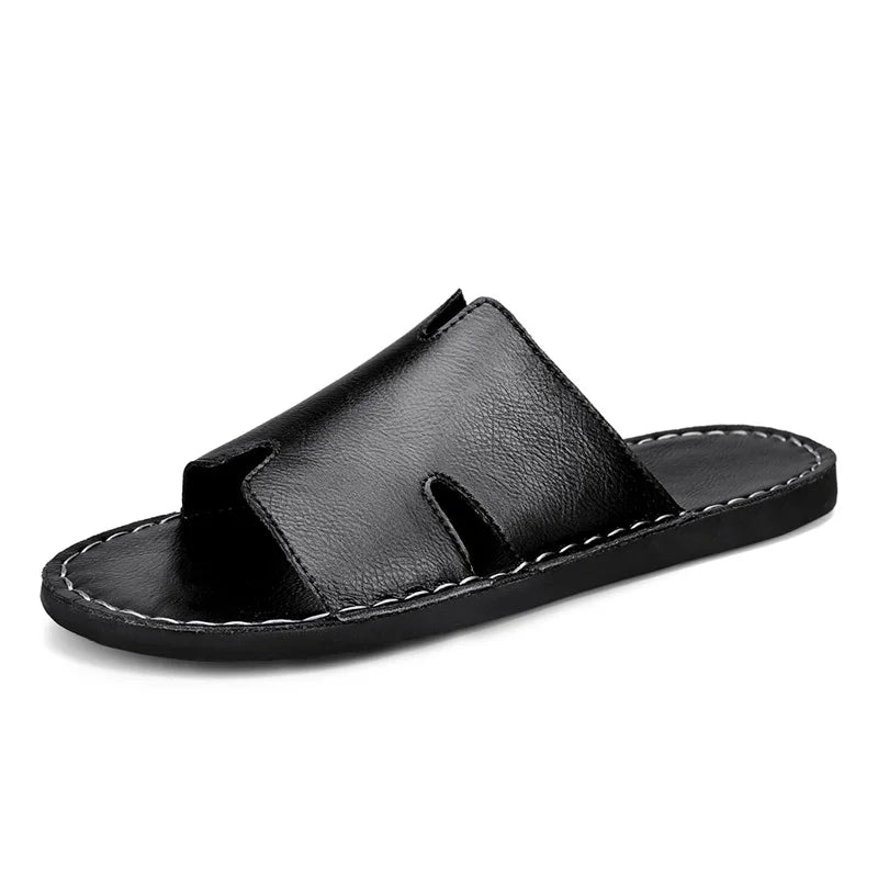 Sandales noires en cuir pour homme