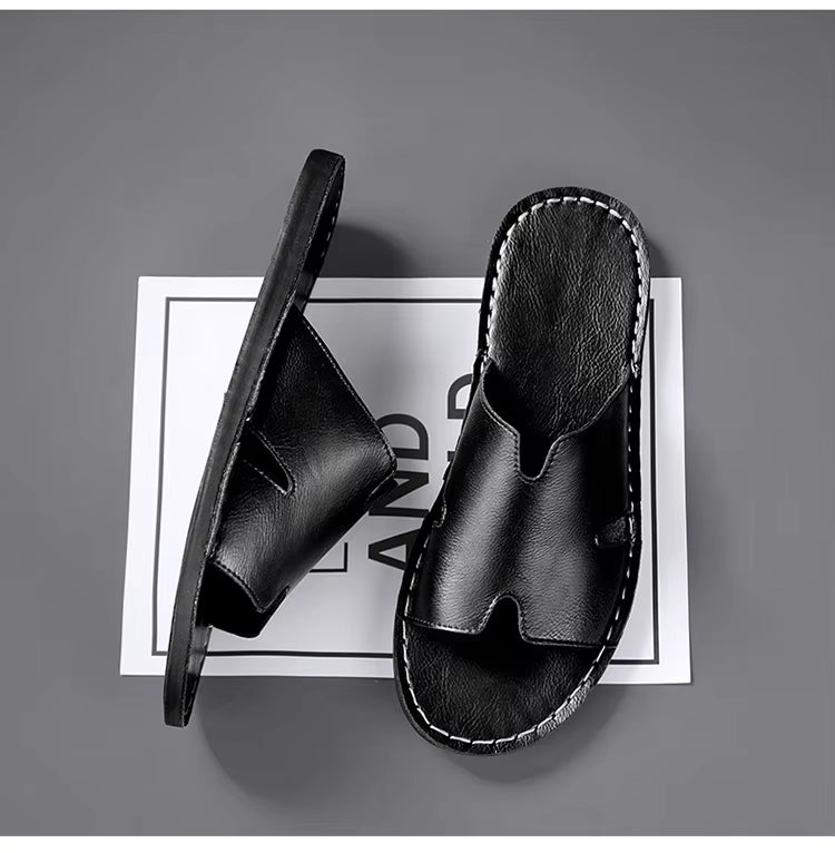 sandales noir cuir homme