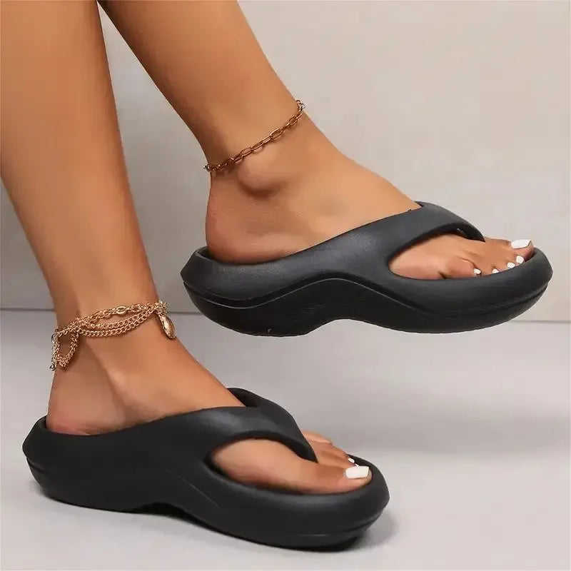 tong femme semelle épaisse noir - Claquette shop