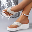 Tongs Compensées Pour Femme Blanche